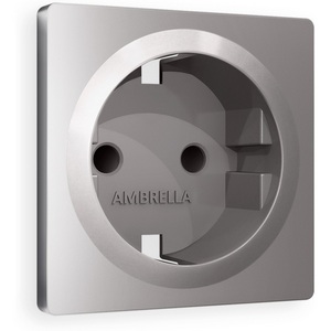 Изображение товара Лицевая панель Ambrella Volt ALFA (Сталь матовый) для электрической розетки с заземлением и шторками QUANT AP5070