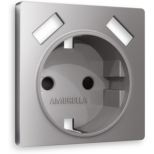 Изображение товара Лицевая панель Ambrella Volt ALFA (Сталь матовый) для электрической розетки с заземлением со шторками 2USB A+A QUANT AP5090
