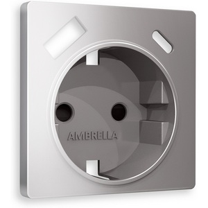 Изображение товара Лицевая панель Ambrella Volt ALFA (Сталь матовый) для электрической розетки с заземлением со шторками 2USB A+C QUANT AP5100