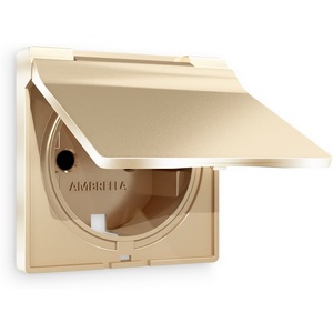 Изображение товара Лицевая панель Ambrella Volt ALFA (Шампань) для электрической розетки с заземлением со шторками и крышкой IP44 AP6080