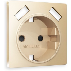 Изображение товара Лицевая панель Ambrella Volt ALFA (Шампань) для электрической розетки с заземлением со шторками 2USB A+A QUANT AP6090