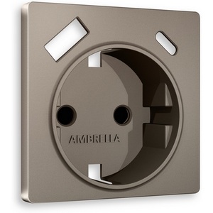 Изображение товара Лицевая панель Ambrella Volt ALFA (Темная бронза матовый) для электрической розетки с заземлением со шторками 2USB A+A QUANT AP6390