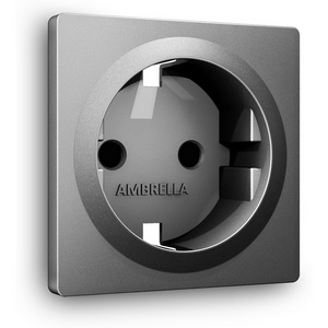 Изображение товара Лицевая панель Ambrella Volt ALFA (Антрацит серый) для электрической розетки с заземлением со шторками QUANT AP6570