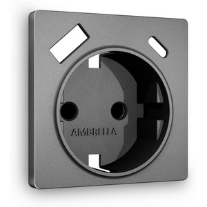 Изображение товара Лицевая панель Ambrella Volt ALFA (Антрацит серый) для электрической розетки с заземлением со шторками 2USB A+C QUANT AP6600