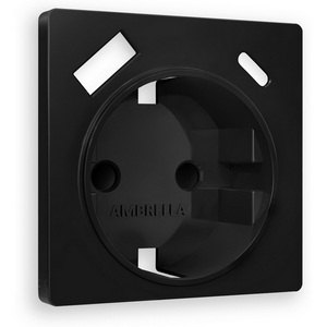 Изображение товара Лицевая панель Ambrella Volt ALFA (Черный матовый) для электрической розетки с заземлением со шторками 2USB A+C QUANT AP8100