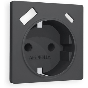 Изображение товара Лицевая панель Ambrella Volt ALFA (Графит Мягкое касание) для электрической розетки с заземлением со шторками 2USB A+C QUANT AP9100
