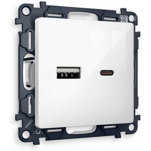 Изображение товара Комплект механизма встраиваемый Ambrella Volt розетки ALFA MA111010 Белый глянец 2USB A+C 20W быстрая зарядка QUANT