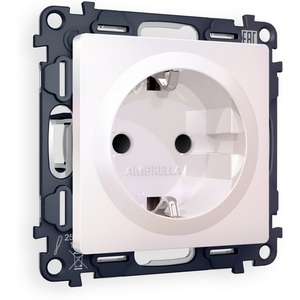 Изображение товара Комплект механизма встраиваемый Ambrella Volt электрической розетки ALFA MA207010 Жемчуг с заземлением со шторками 2P+E 16A-250V QUANT