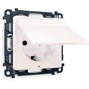 Изображение товара Комплект механизма встраиваемый Ambrella Volt электрической розетки ALFA MA208010 Жемчуг с заземлением с шторкми и защитной крышкой 2P+E 16A-250V IP44 QUANT