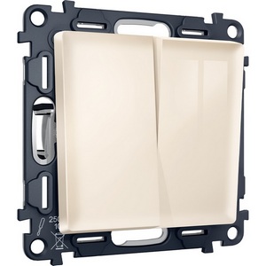 Изображение товара Комплект механизма встраиваемый Ambrella Volt 2-клавишного проходного выключателя ALFA MA303020 Бежевый глянец QUANT