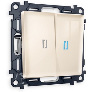 Изображение товара Комплект механизма встраиваемый Ambrella Volt 2-клавишного проходного выключателя с подсветкой 10000K ALFA MA304040 Бежевый глянец QUANT