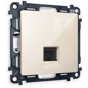 Изображение товара Комплект механизма встраиваемый Ambrella Volt компьютерной розетки ALFA MA312010 Бежевый глянец RJ-45(8P8C) CAT6 с защитной шторкой QUANT