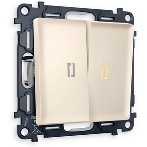 Изображение товара Комплект механизма встраиваемый Ambrella Volt 2-клавишного проходного выключателя с подсветкой 3200K ALFA MA324030 Бежевый матовый QUANT