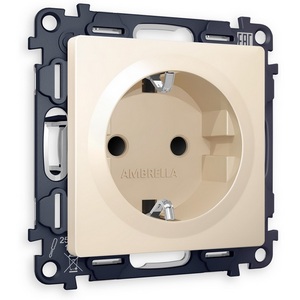 Изображение товара Комплект механизма встраиваемый Ambrella Volt электрической розетки ALFA MA326010 Бежевый матовый с заземлением на винтовых зажимах 2P+E 16A-250V QUANT