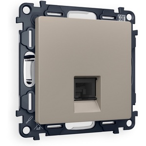 Изображение товара Комплект механизма встраиваемый Ambrella Volt телефонной розетки ALFA MA372030 Серо-бежевый матовый RJ-11(4P4C) с защитной шторкой QUANT