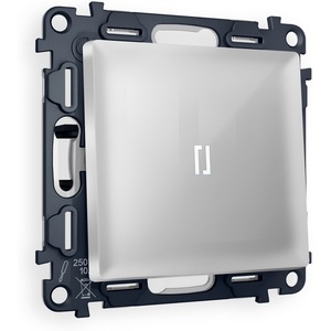 Изображение товара Комплект механизма встраиваемый IP44 Ambrella Volt 1-клавишного проходного выключателя с подсветкой 5600K ALFA MA402035 Серебро глянец QUANT