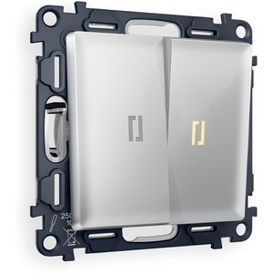 Изображение товара Комплект механизма встраиваемый Ambrella Volt 2-клавишного выключателя с подсветкой 3200K ALFA MA404010 Серебро глянец QUANT