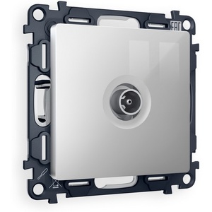 Изображение товара Комплект механизма встраиваемый Ambrella Volt TV розетки проходной ALFA MA413030 Серебро глянец 5-1000 MHz 4dB QUANT