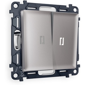 Изображение товара Комплект механизма встраиваемый Ambrella Volt 2-клавишного проходного выключателя с подсветкой 5600K ALFA MA504035 Сталь матовый QUANT
