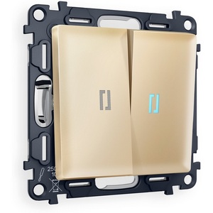Изображение товара Комплект механизма встраиваемый Ambrella Volt 2-клавишного проходного выключателя с подсветкой 10000K ALFA MA604040 Шампань QUANT