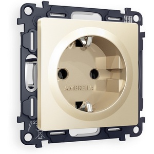 Изображение товара Комплект механизма встраиваемый Ambrella Volt электрической розетки ALFA MA606010 Шампань с заземлением на винтовых зажимах 2P+E 16A-250V QUANT