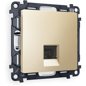 Изображение товара Комплект механизма встраиваемый Ambrella Volt телефонной розетки ALFA MA612030 Шампань RJ-11(4P4C) с защитной шторкой QUANT