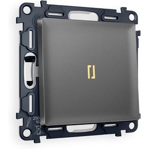 Изображение товара Комплект механизма встраиваемый Ambrella Volt 1-клавишного проходного выключателя с подсветкой 3200K ALFA MA652030 Антрацит серый QUANT