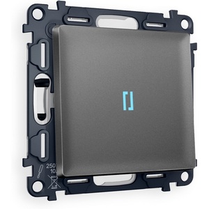 Изображение товара Комплект механизма встраиваемый Ambrella Volt 1-клавишного проходного выключателя с подсветкой 10000K ALFA MA652040 Антрацит серый QUANT