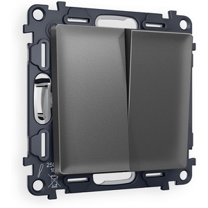 Изображение товара Комплект механизма встраиваемый Ambrella Volt 2-клавишного проходного выключателя ALFA MA653020 Антрацит серый QUANT