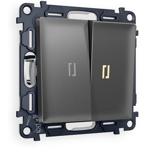 Изображение товара Комплект механизма встраиваемый Ambrella Volt 2-клавишного проходного выключателя с подсветкой 3200K ALFA MA654030 Антрацит серый QUANT
