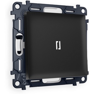 Изображение товара Комплект механизма встраиваемый Ambrella Volt 1-клавишного проходного выключателя с подсветкой 5600K ALFA MA802035 Черный матовый QUANT