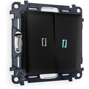 Изображение товара Комплект механизма встраиваемый Ambrella Volt 2-клавишного проходного выключателя с подсветкой 10000K ALFA MA804040 Черный матовый QUANT
