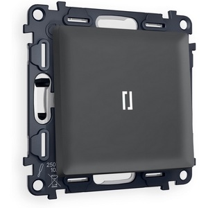 Изображение товара Комплект механизма встраиваемый Ambrella Volt 1-клавишного выключателя с подсветкой 5600K ALFA MA902015 Графит мягкое касание QUANT