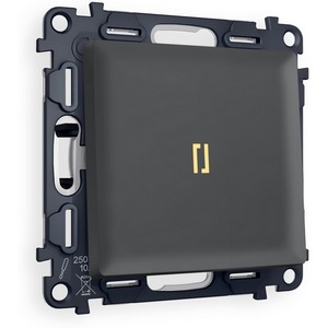 Изображение товара Комплект механизма встраиваемый Ambrella Volt 1-клавишного проходного выключателя с подсветкой 3200K ALFA MA902030 Графит мягкое касание QUANT