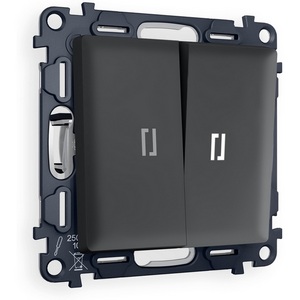 Изображение товара Комплект механизма встраиваемый Ambrella Volt 2-клавишного выключателя с подсветкой 5600K ALFA MA904015 Графит мягкое касание QUANT