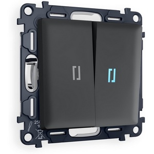 Изображение товара Комплект механизма встраиваемый Ambrella Volt 2-клавишного выключателя с подсветкой 10000K ALFA MA904020 Графит мягкое касание QUANT