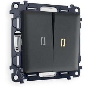 Изображение товара Комплект механизма встраиваемый Ambrella Volt 2-клавишного проходного выключателя с подсветкой 3200K ALFA MA904030 Графит мягкое касание QUANT