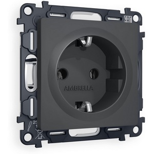 Изображение товара Комплект механизма встраиваемый Ambrella Volt электрической розетки ALFA MA906010 Графит мягкое касание с заземлением на винтовых зажимах 2P+E 16A-250V QUANT