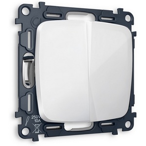 Изображение товара Выключатель двухклавишный проходной (белый глянец) Ambrella Volt QUANT MO103020