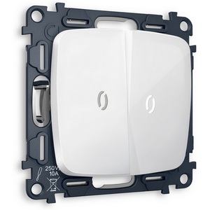 Изображение товара Выключатель двухклавишный с подсветкой (белый глянец) Ambrella Volt QUANT MO104015