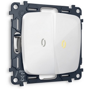 Изображение товара Выключатель двухклавишный проходной с подсветкой (белый глянец) Ambrella Volt QUANT MO104030