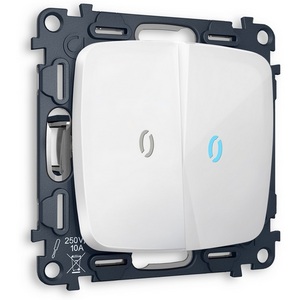 Изображение товара Выключатель двухклавишный проходной с подсветкой (белый глянец) Ambrella Volt QUANT MO104040