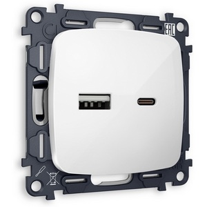 Изображение товара Розетка USB Type A+С с быстрой зарядкой (белый глянец) Ambrella Volt QUANT MO111010
