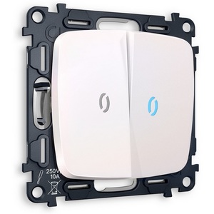 Изображение товара Комплект механизма встраиваемый Ambrella Volt 2-клавишного проходного выключателя с подсветкой 10000K OMEGA MO204040 Жемчуг QUANT