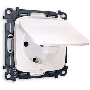 Изображение товара Комплект механизма встраиваемый Ambrella Volt электрической розетки OMEGA MO208010 Жемчуг с заземлением с шторками и защитной крышкой 2P+E 16A-250V IP44 QUANT