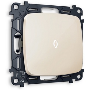 Изображение товара Комплект механизма встраиваемый Ambrella Volt 1-клавишного проходного выключателя с подсветкой 5600K OMEGA MO302035 Бежевый глянец QUANT