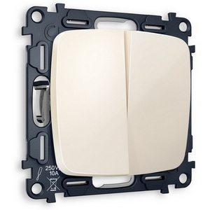 Изображение товара Комплект механизма встраиваемый Ambrella Volt 2-клавишного проходного выключателя OMEGA MO303020 Бежевый глянец QUANT
