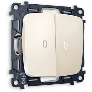 Изображение товара Комплект механизма встраиваемый Ambrella Volt 2-клавишного выключателя с подсветкой 5600K OMEGA MO304015 Бежевый глянец QUANT