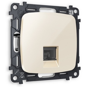 Изображение товара Комплект механизма встраиваемый Ambrella Volt компьютерной розетки OMEGA MO312010 Бежевый глянец RJ-45(8P8C) CAT6 с защитной шторкой QUANT