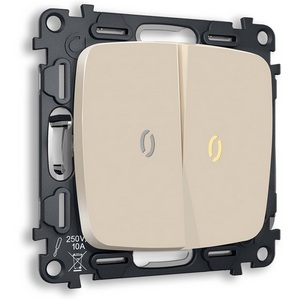 Изображение товара Комплект механизма встраиваемый Ambrella Volt 2-клавишного выключателя с подсветкой 3200K OMEGA MO324010 Бежевый матовый QUANT